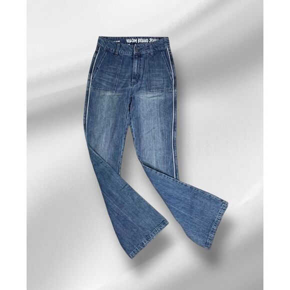 Vintage 90s Volcom Wide Leg Flare High Rise Flare Denim Jeans Women’s Size 1 - Picture 6 of 16